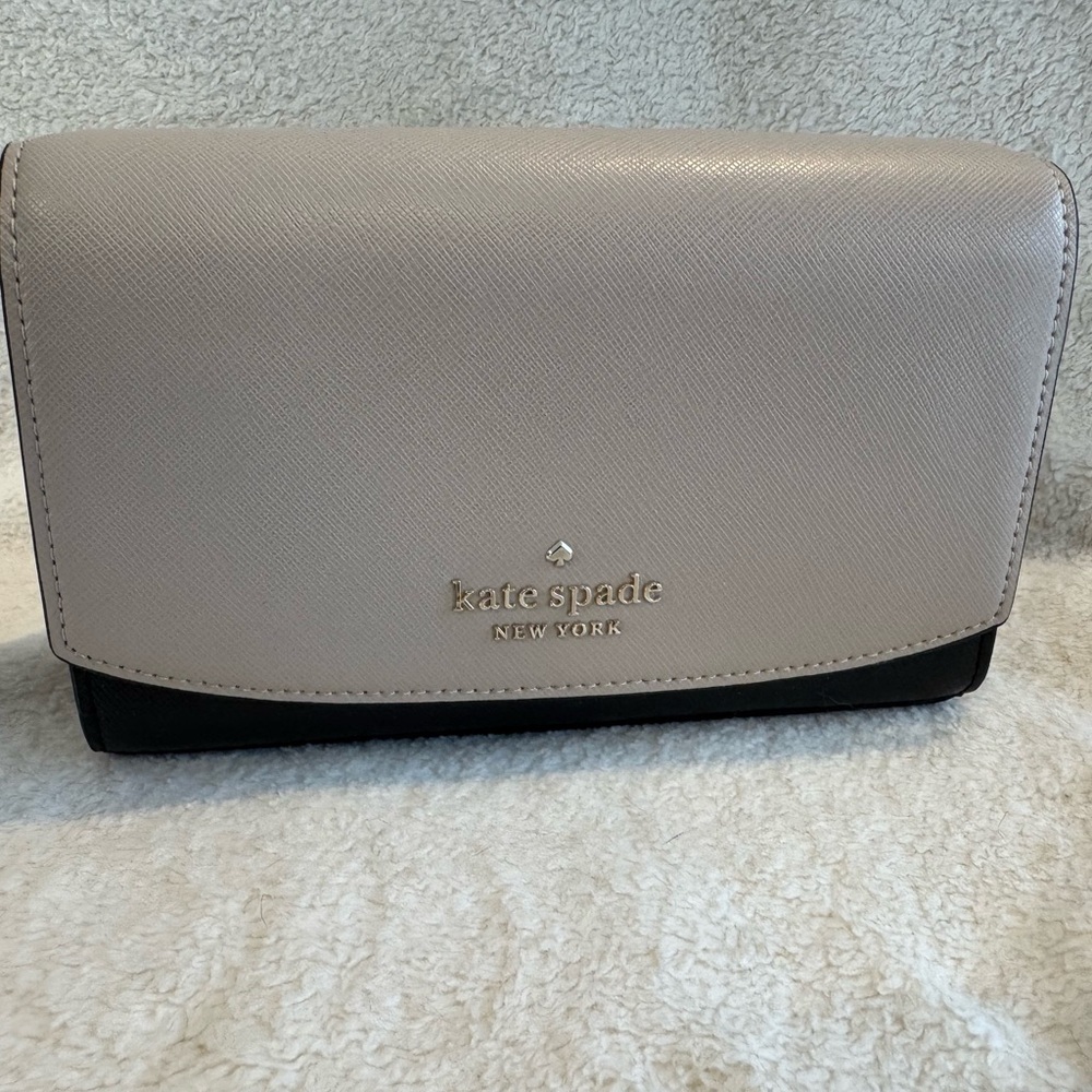 Kate Spade Tan and Black Clutch with strap NWT